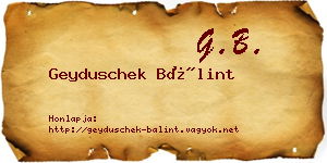 Geyduschek Bálint névjegykártya